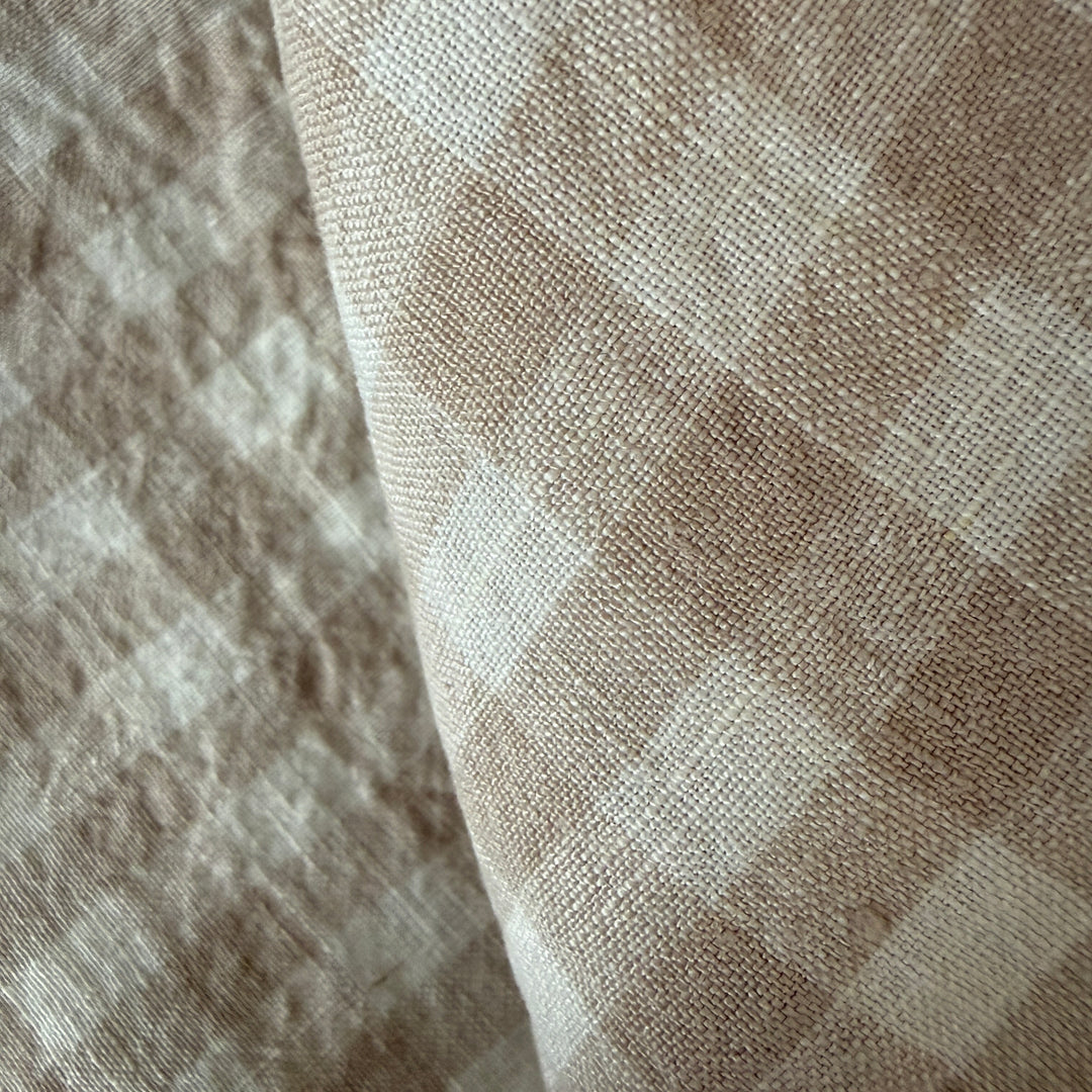 Oatmeal &amp; White Gingham Check Linen Napkin | 45x45cm