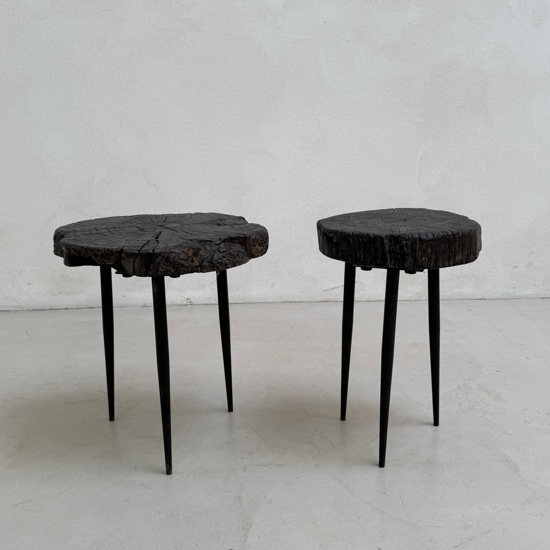 Pair of small burr walnut side tables