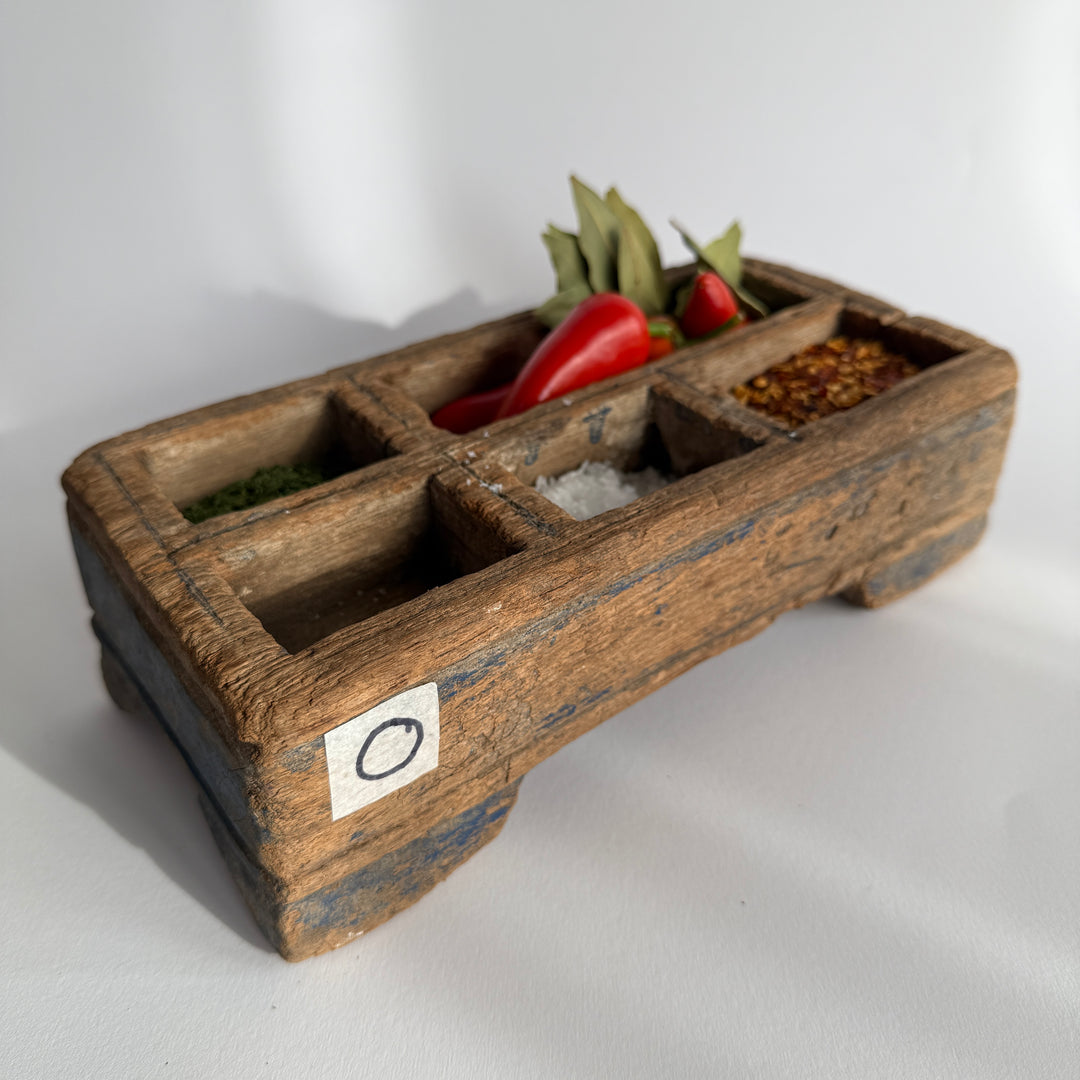 Rustic Antique Wooden Spice Tray