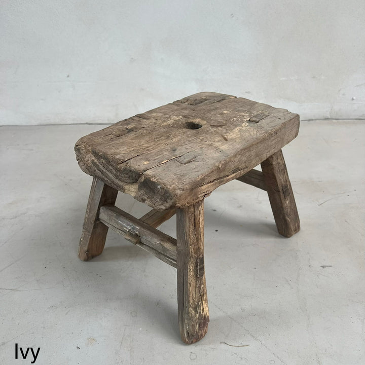 Antique rustic wood footstool (Select from photo)