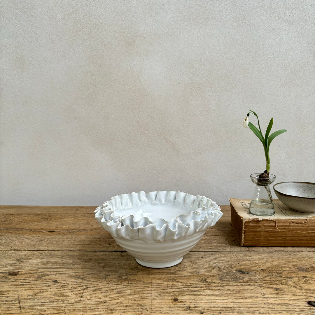 White Ceramic Frill Bowl