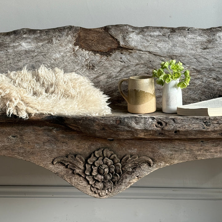 Antique Indonesian weathered carved bench