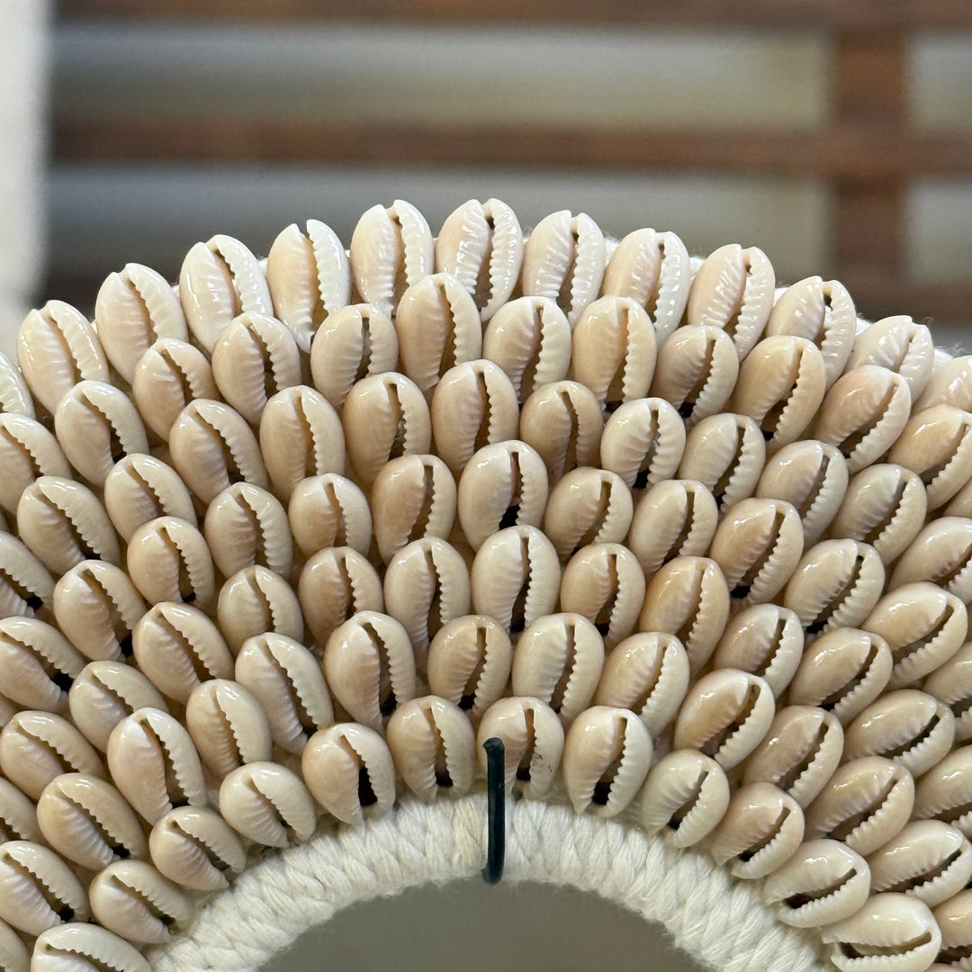 Beaded shell circle on stand | Small