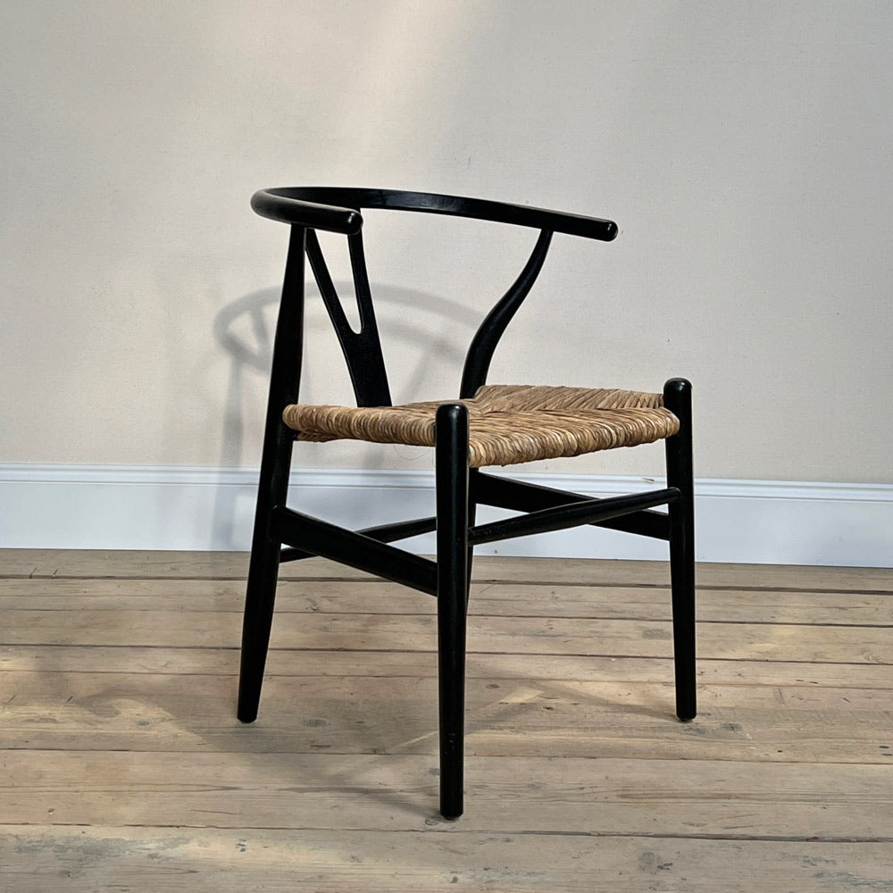 Black Danish chair with rush seat