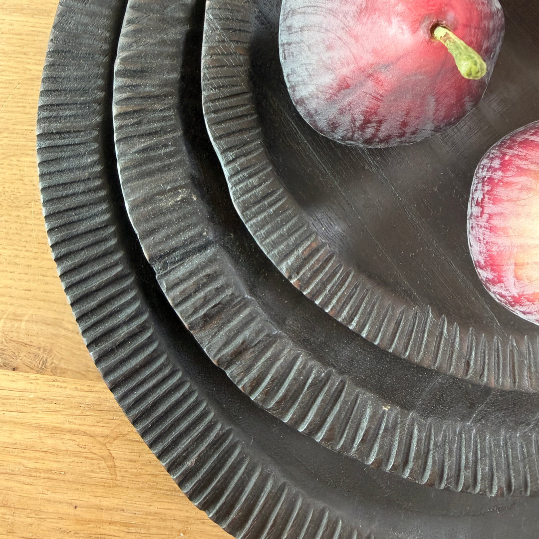 Black Carved Teak Plate