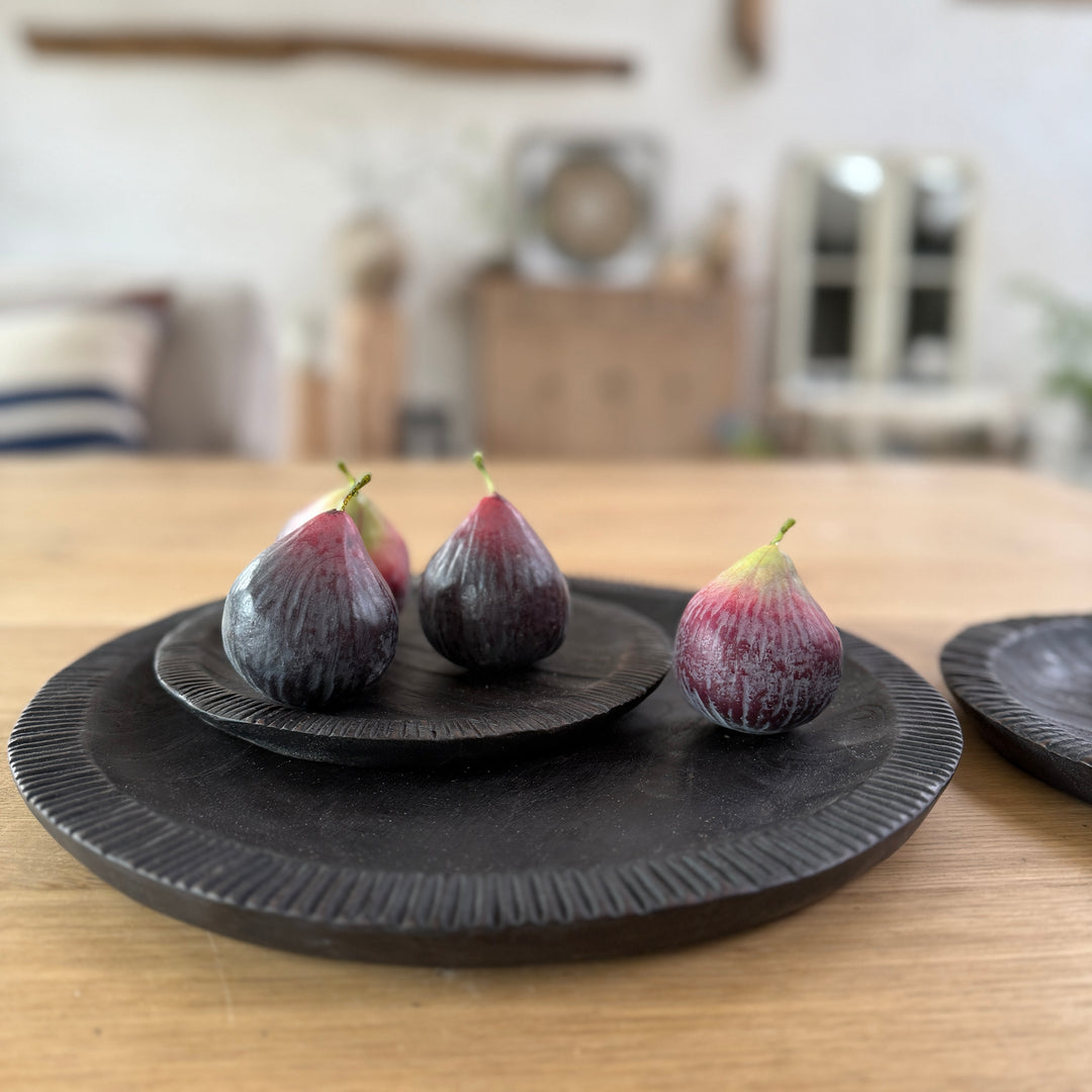 Black Carved Teak Plate