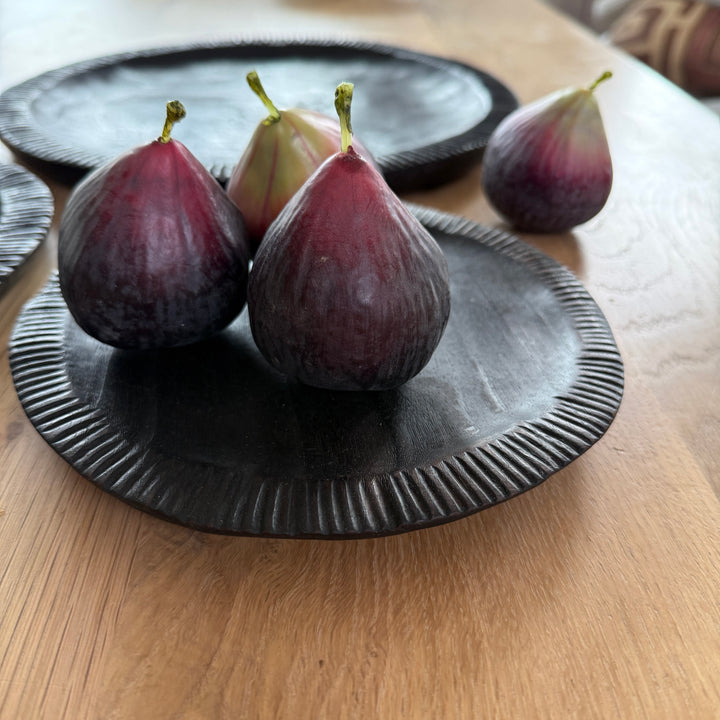 Black Carved Teak Plate