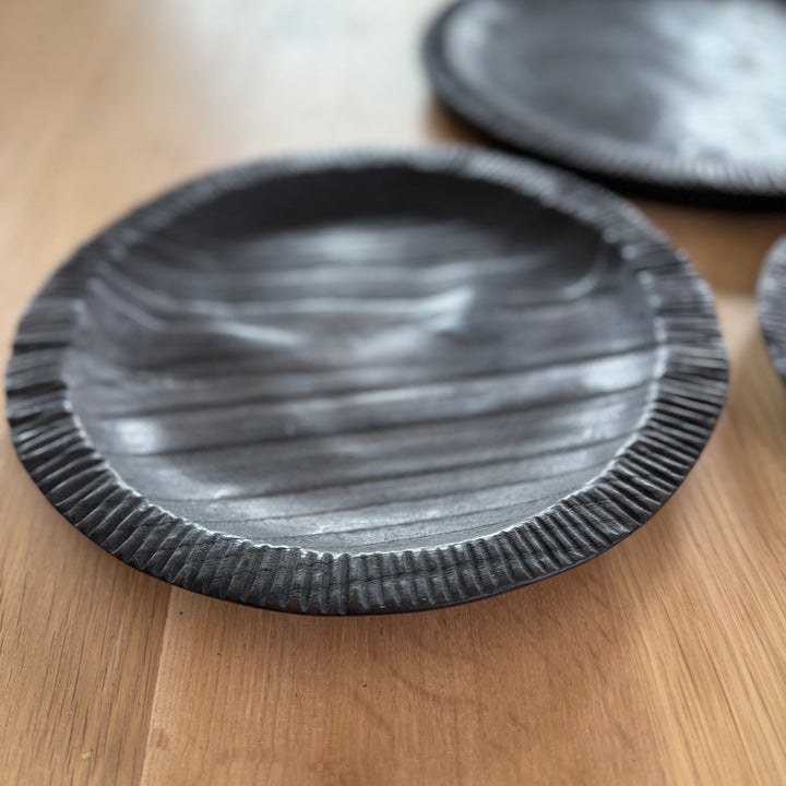 Black Carved Teak Plate