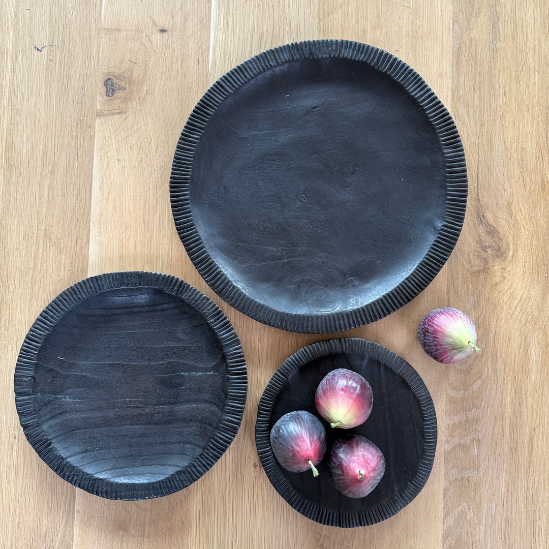Black Carved Teak Plate