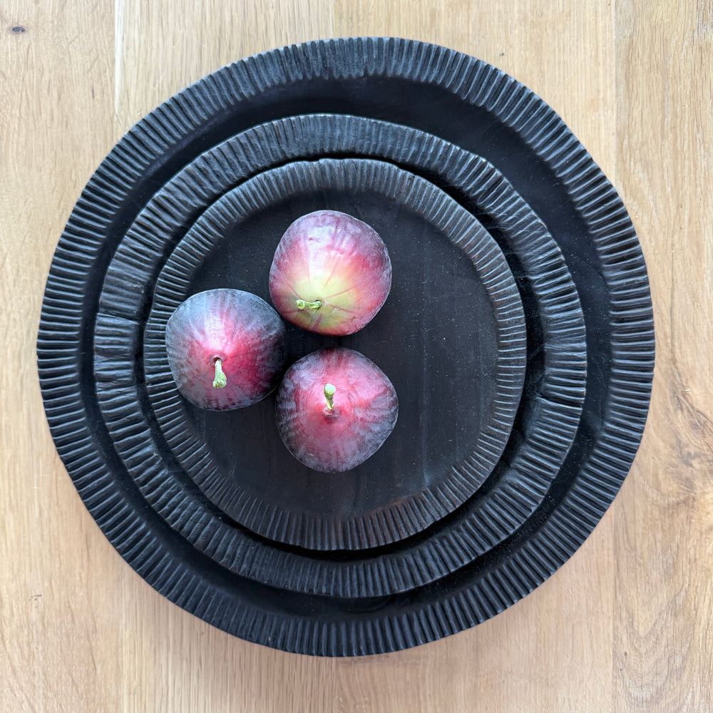 Black Carved Teak Plate
