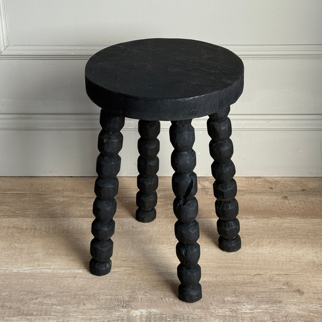 Black Wooden Bobbin Stool