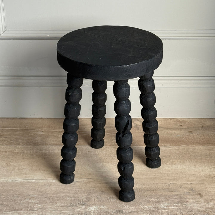 Black Wooden Bobbin Stool