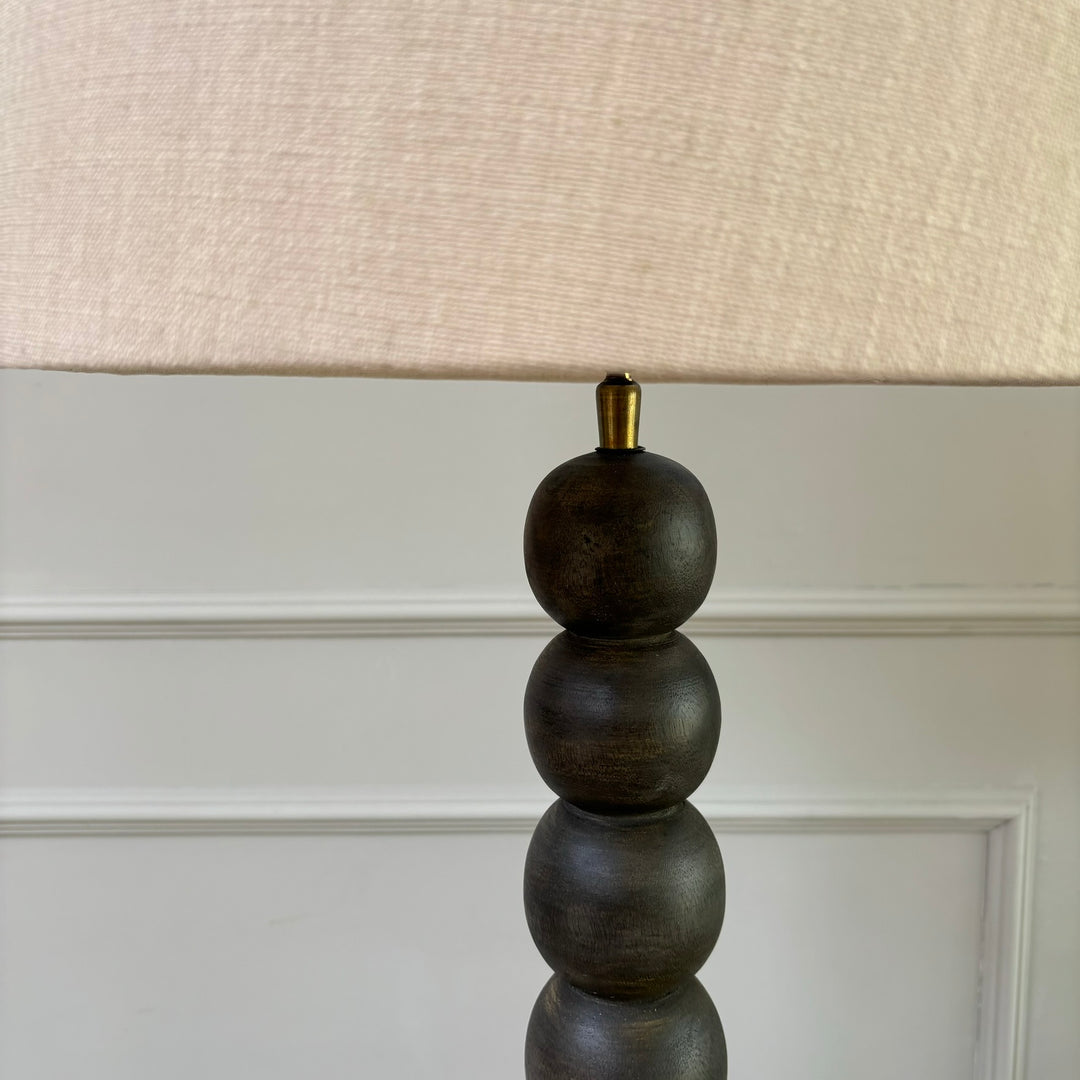 Bobbin floor lamp with shade stand detail