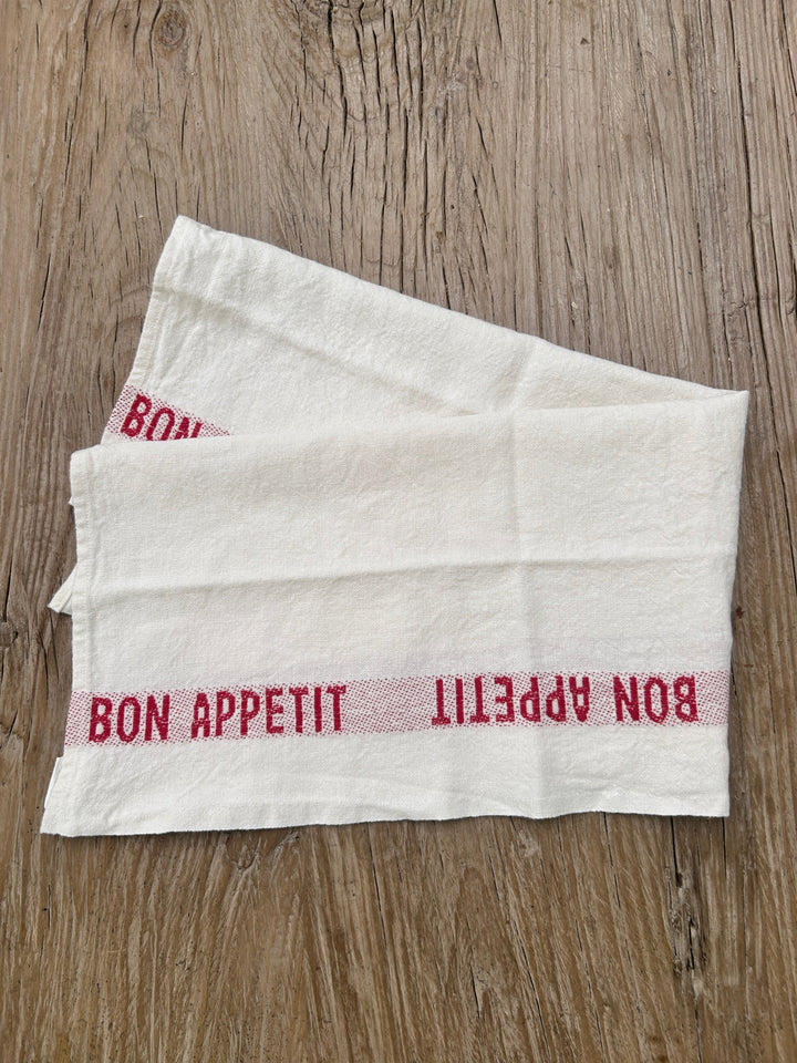 Bon Appetit Tea Towel Red & White 