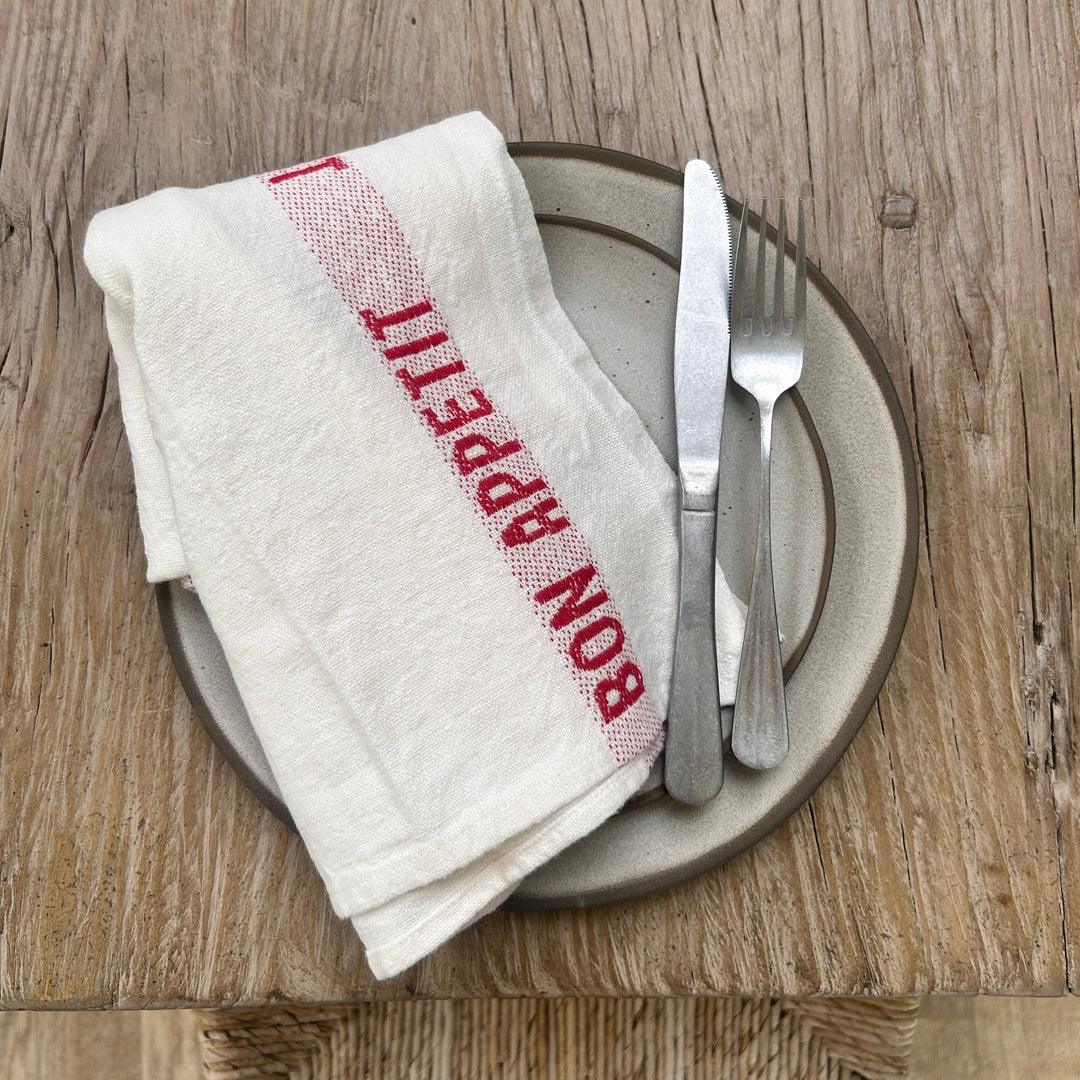 Bon Appetit Tea Towel Red & White