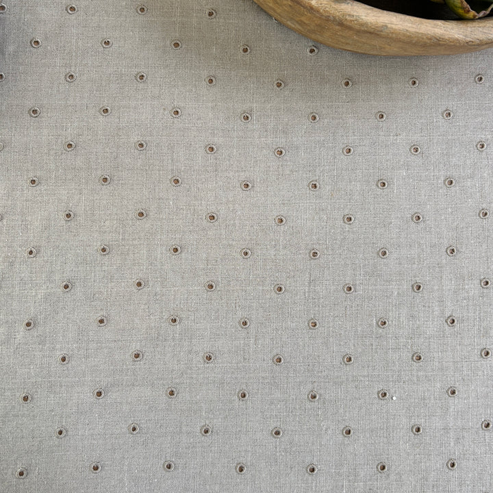 Broderie Dots Linen Tablecloth | Pebble
