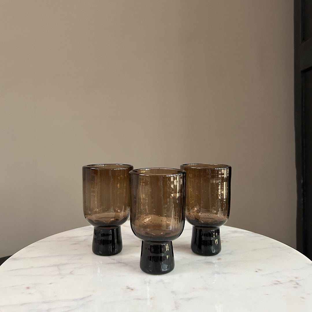 Brown Glass Footed Tumbler | Lari