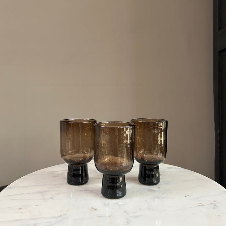 Brown Glass Footed Tumbler | Lari