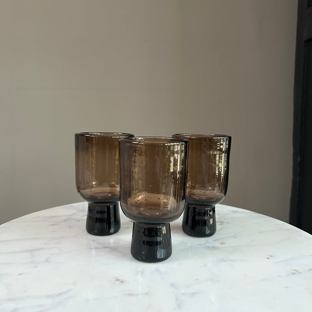 Brown Glass Footed Tumbler | Lari