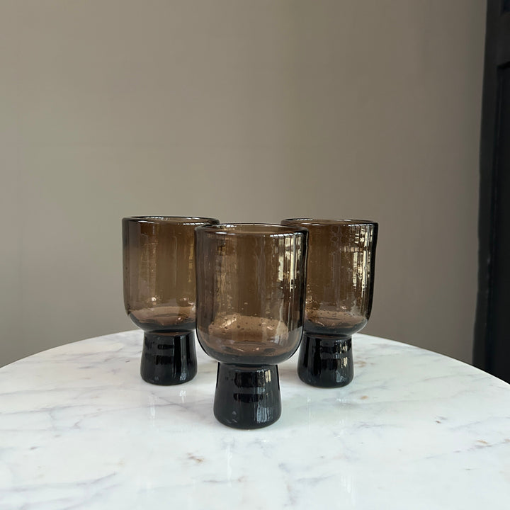 Brown Glass Footed Tumbler | Lari