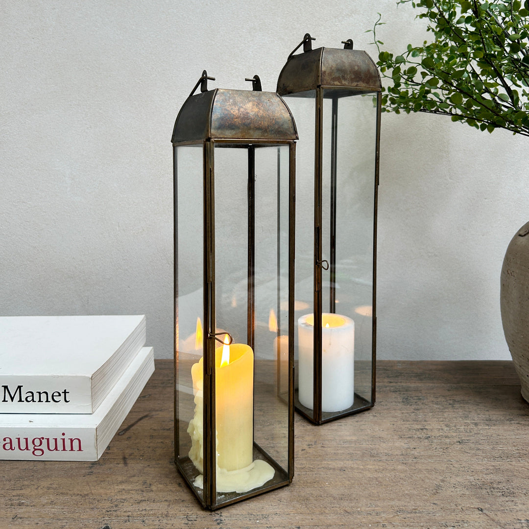 Burnished Bronze Glass Lantern | Samos