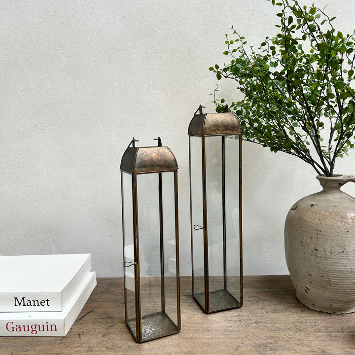 Burnished Bronze Glass Lantern | Samos