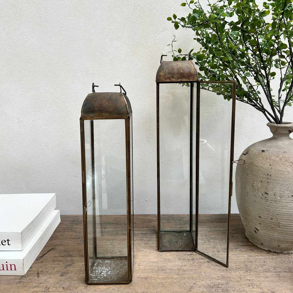 Burnished Bronze Glass Lantern | Samos