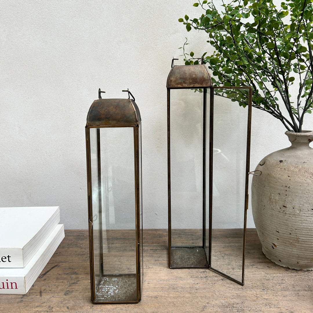 Burnished Bronze Glass Lantern | Samos