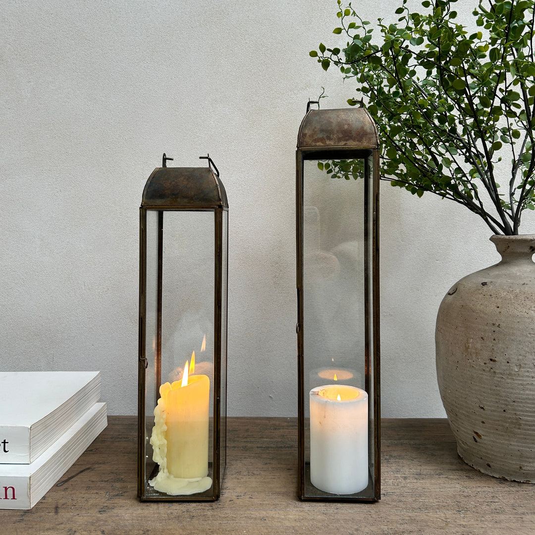 Burnished Bronze Glass Lantern | Samos