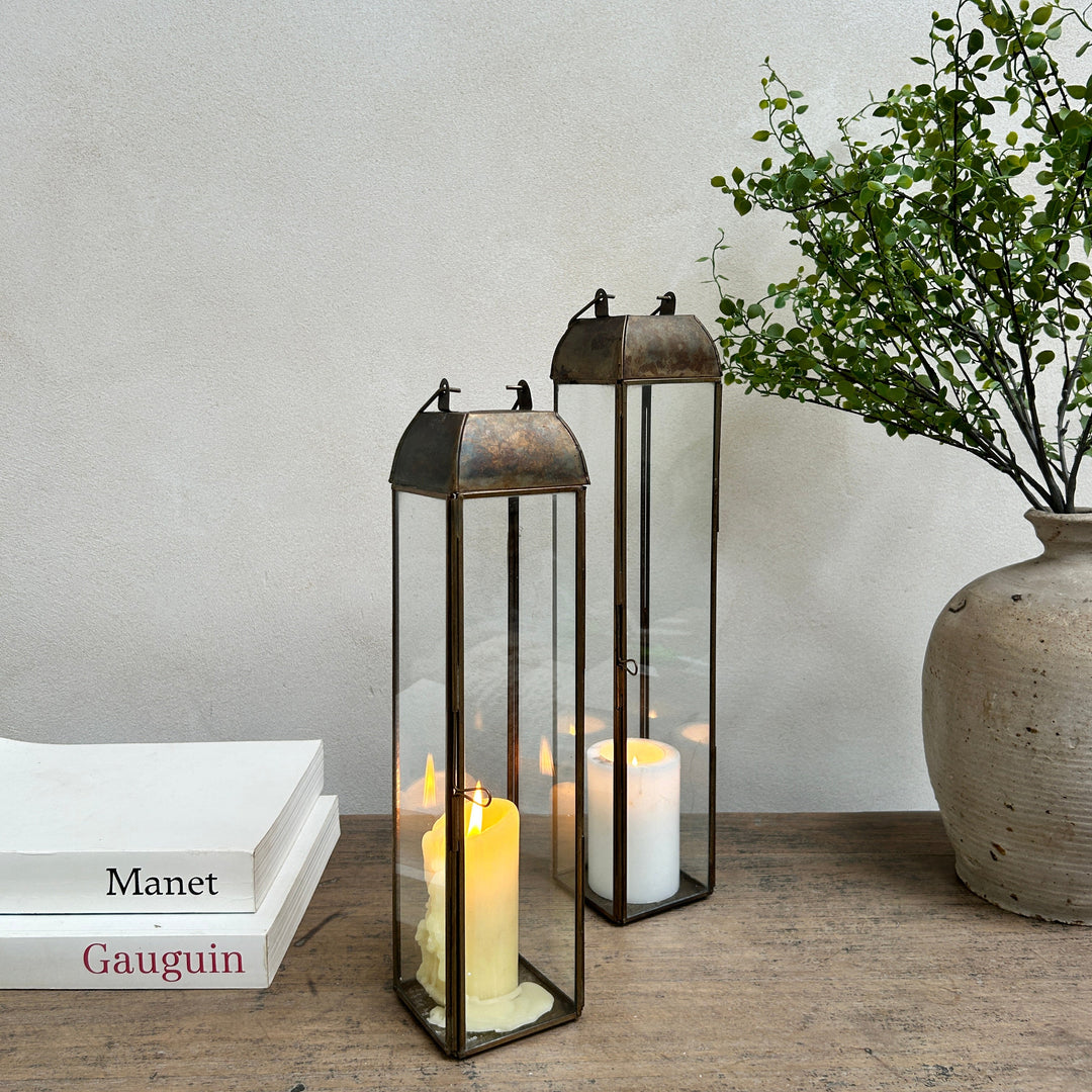 Burnished Bronze Glass Lantern | Samos