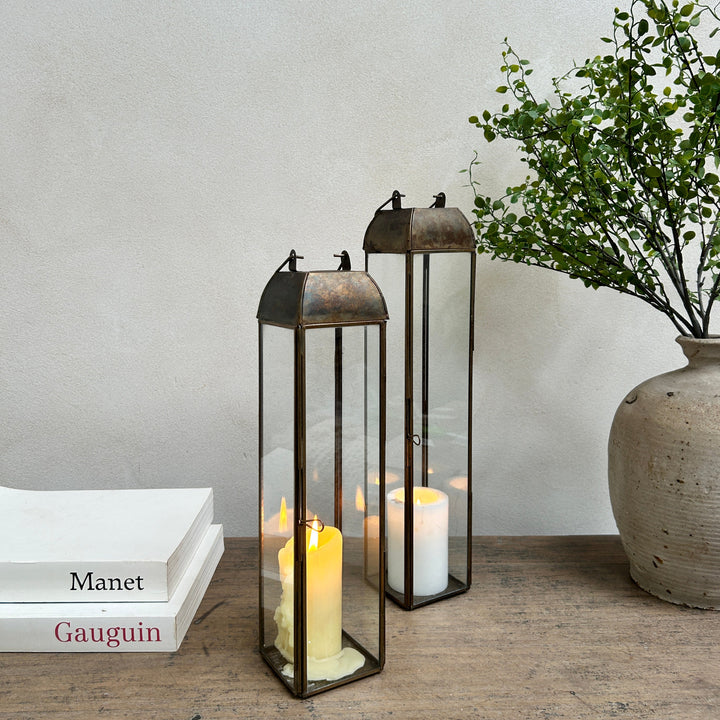 Burnished Bronze Glass Lantern | Samos