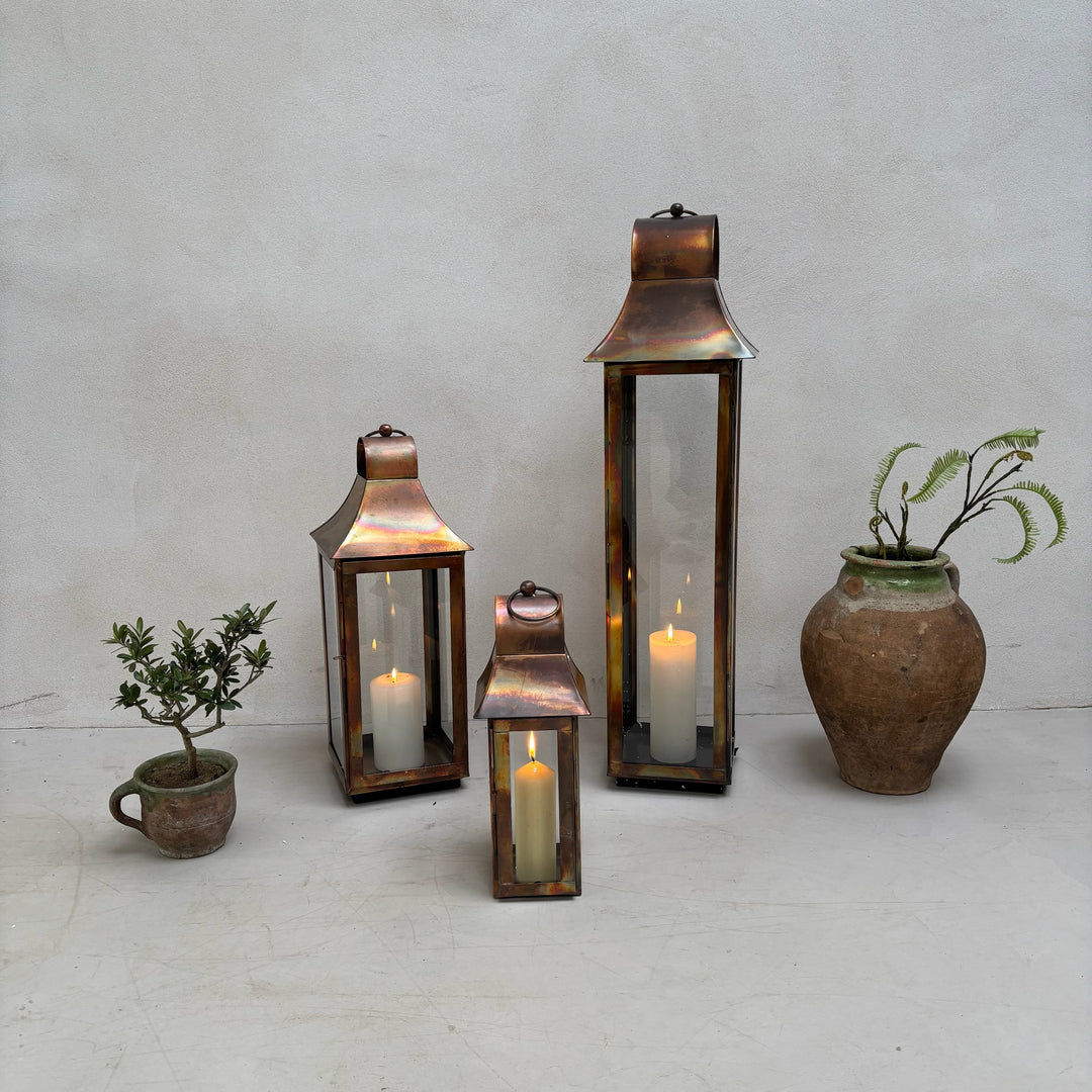 Burnished Copper Glass Lantern