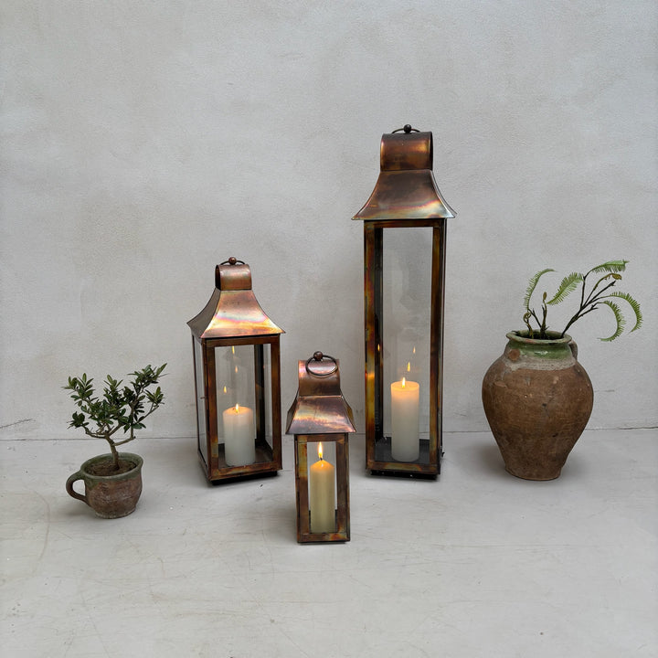 Burnished Copper Glass Lantern