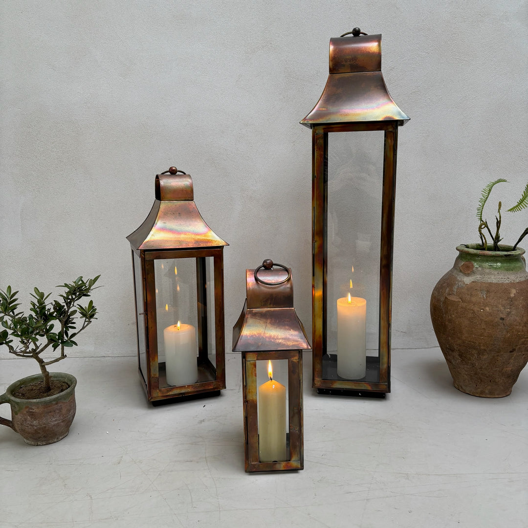 Burnished Copper Glass Lantern