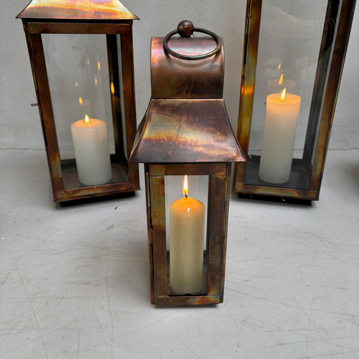 Burnished Copper Glass Lantern