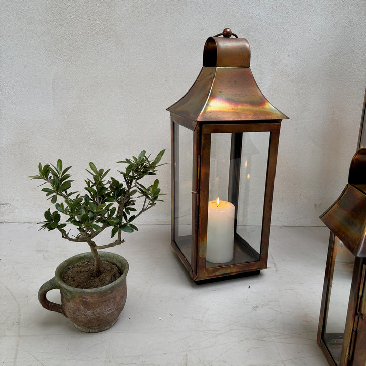 Burnished Copper Glass Lantern