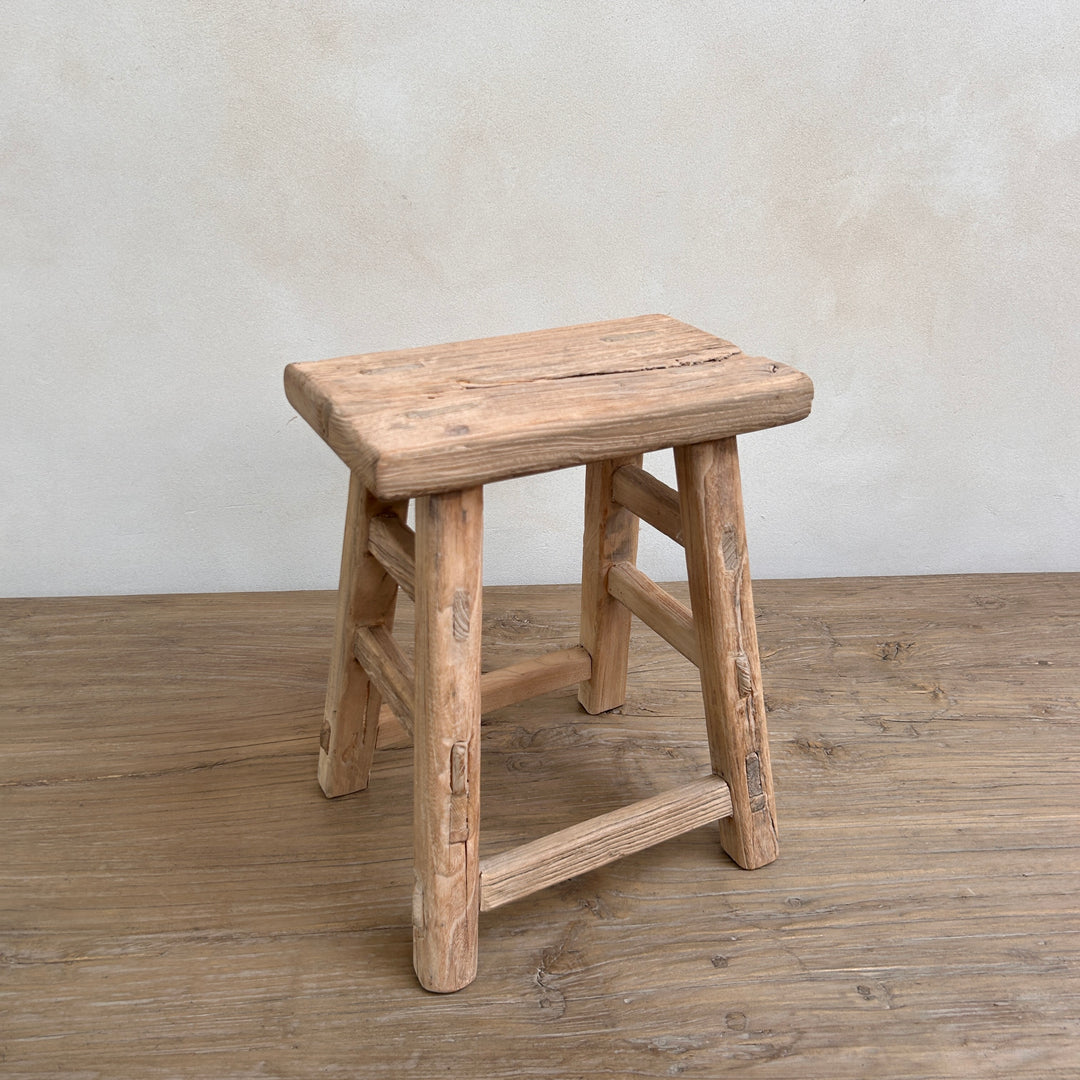 Rustic Wood Antique Stool |Chatsworth