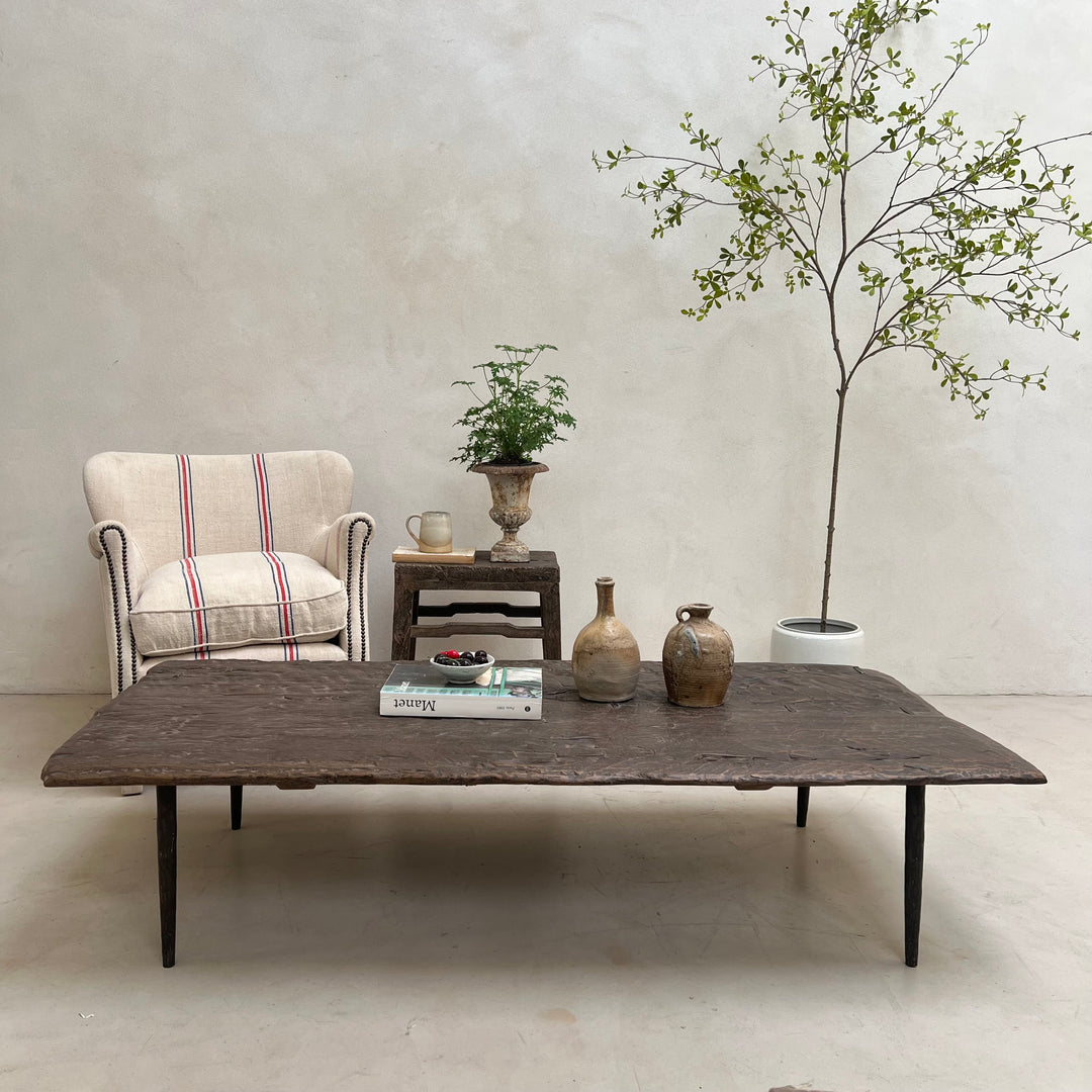 Petra Reclaimed Dark Elm Coffee Table | Rustic Solid Wood