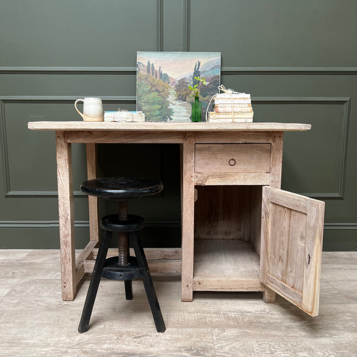 Vintage Pale Wood Desk | Elise
