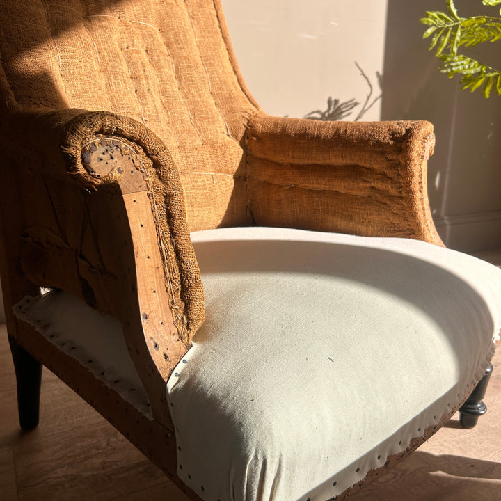 Antique French Deconstructed Armchair &amp; Footstool | Louise