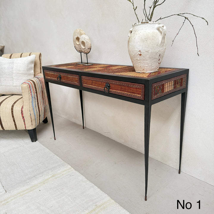 Handcrafted Nomadic Patterned Metal Console | Small