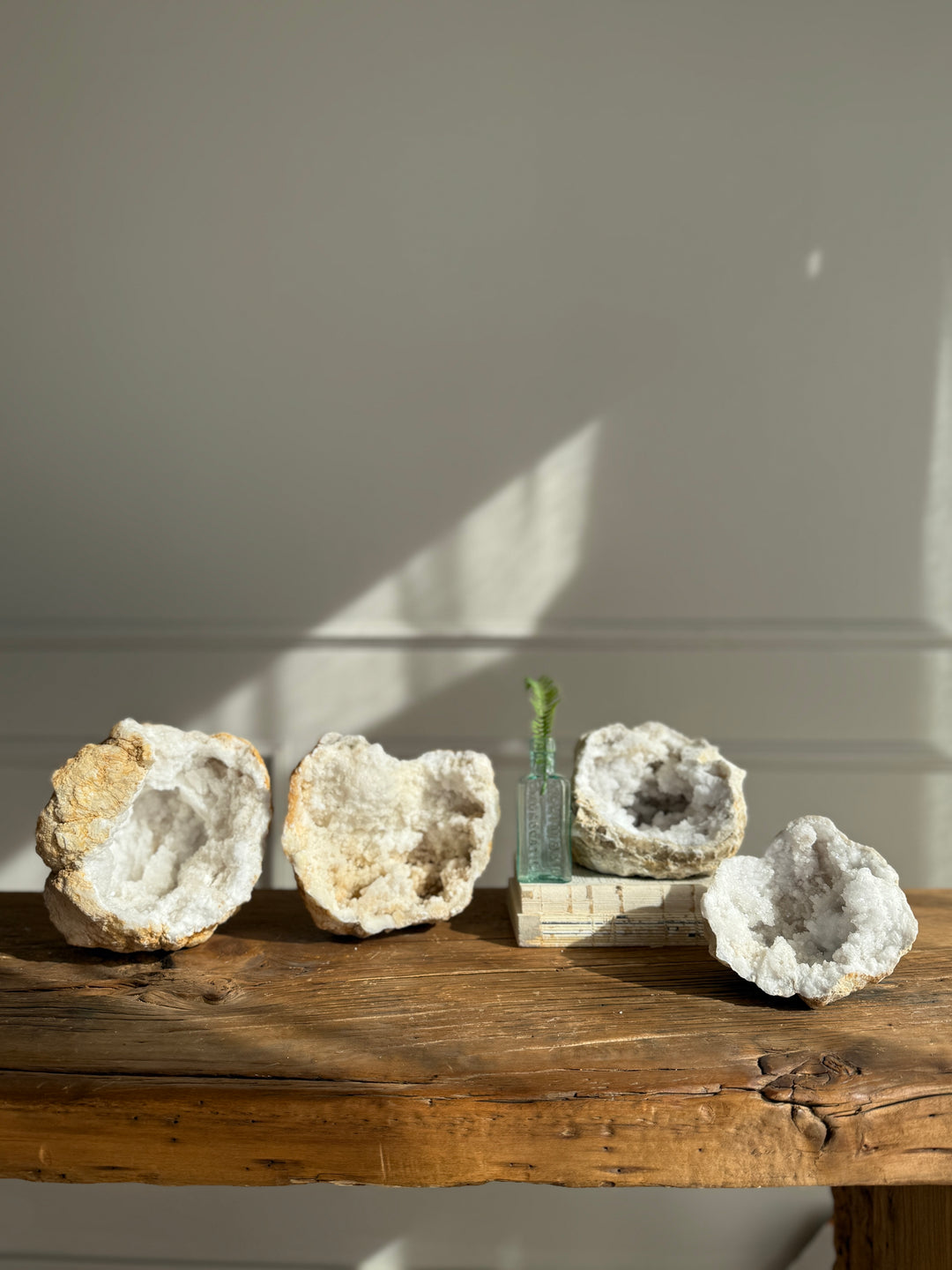 Large geode round rock with crystals