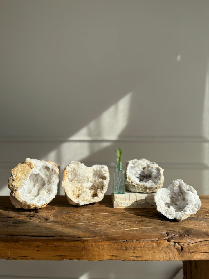 Large geode round rock with crystals