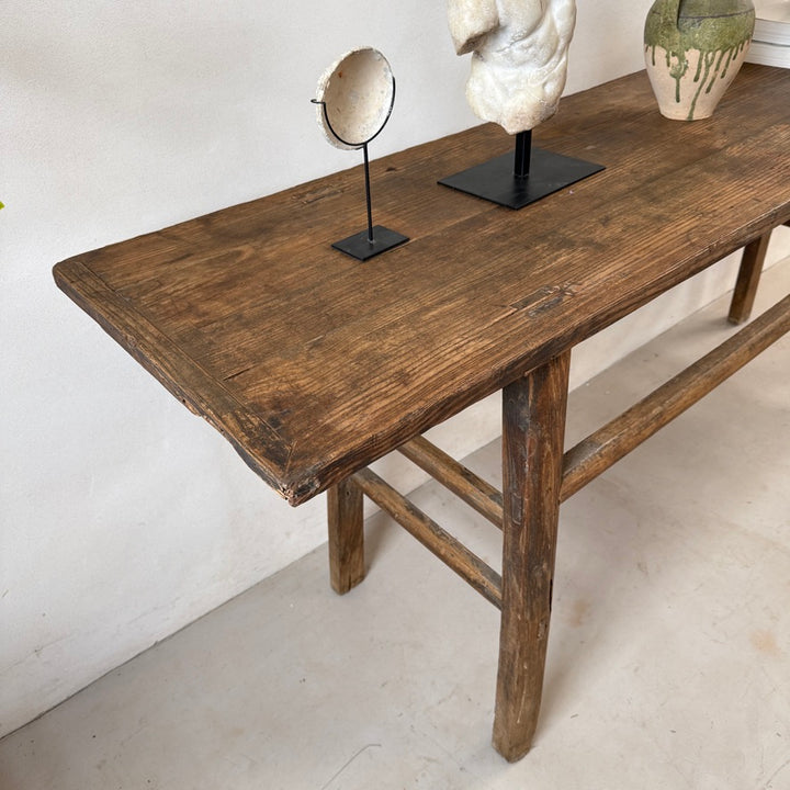 Extra Large Antique Elm Console Table Dark Wood | Cliveden