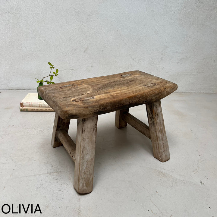 Antique rustic wood footstool (Select from photo)