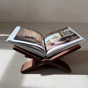 Solid Teak Folding Book Stand | Large Coffee Table Book Holder
