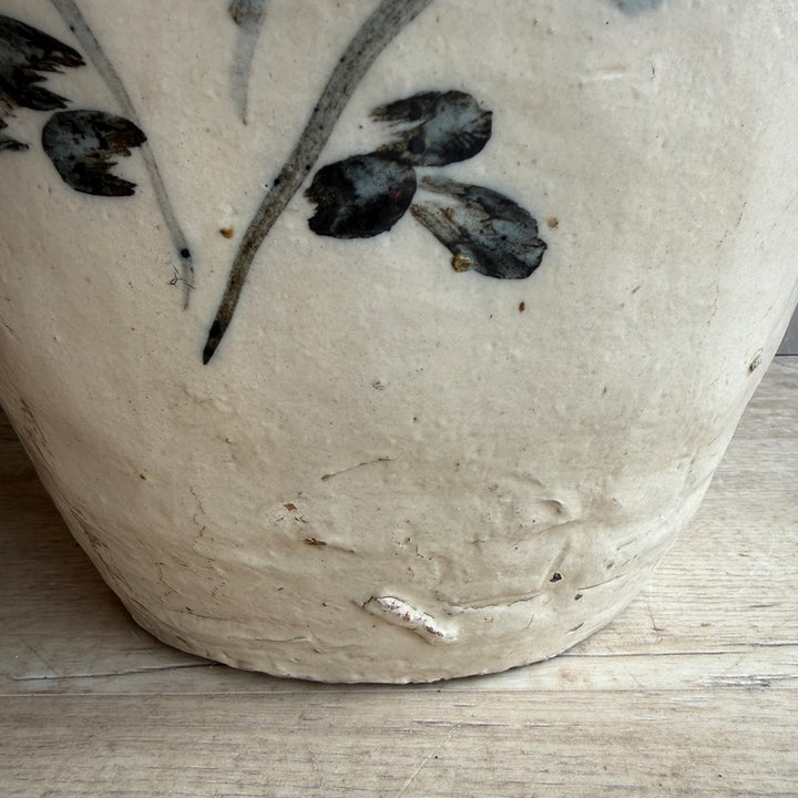 Large Antique Chinese Cizhou Storage Jar with Lid