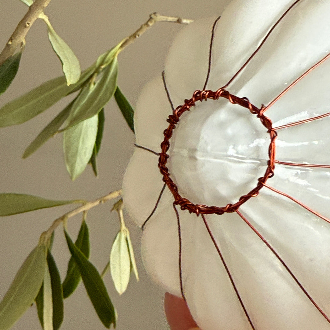 White Glass &amp; Copper Bauble Christmas Decoration