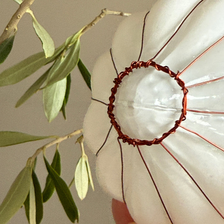White Glass &amp; Copper Bauble Christmas Decoration