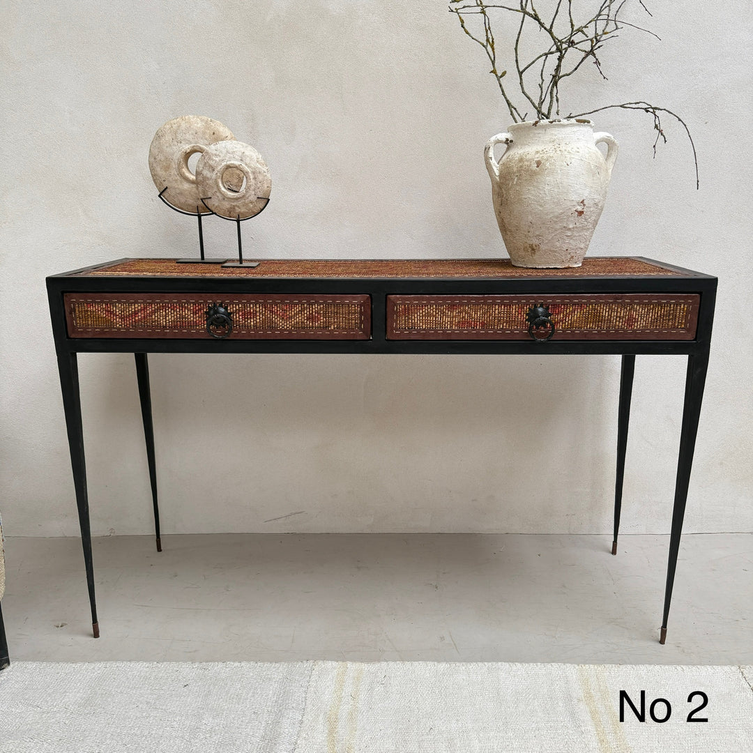 Handcrafted Nomadic Patterned Metal Console | Small